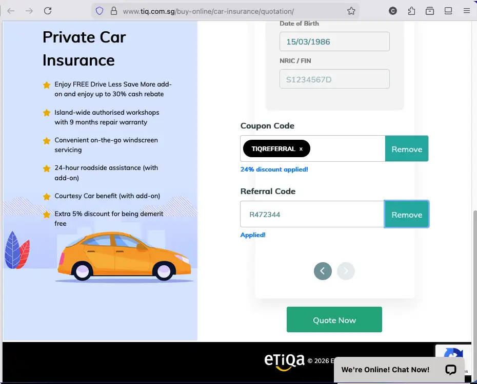 Use Tiq referral code R472344 for 24% off car insurance premiums